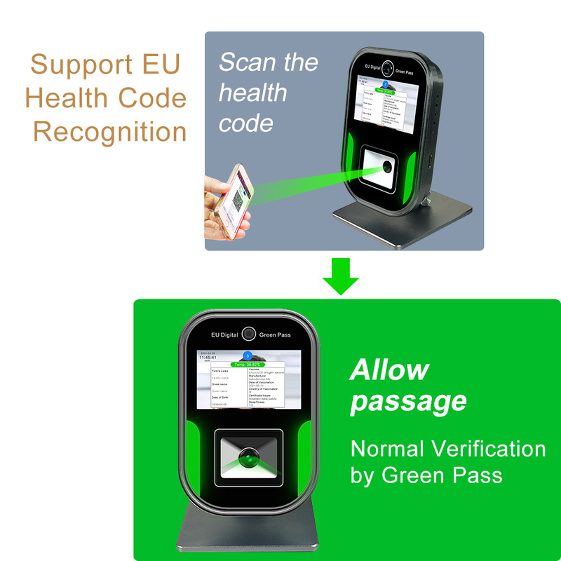 lecteur de passage de vert de Hong Kong de scanner de Hong Kong Code QR de gestion sanitaire d'affichage de 5 pouces