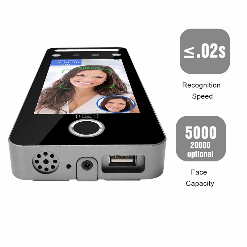 Lecteur de cartes facial de Touchless Code QR de machine d'empreinte digitale d'assistance de temps de 5 pouces