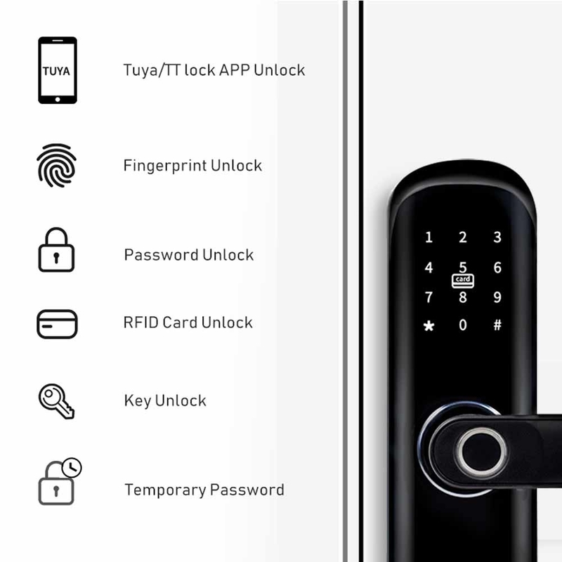 APPLI Keyless Wifi de Tuya de Smart Home de serrure de porte de clavier numérique biométrique d'empreinte digitale