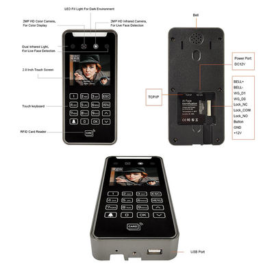 2.8" Système de contrôle d'accès de reconnaissance faciale de surveillance en temps réel