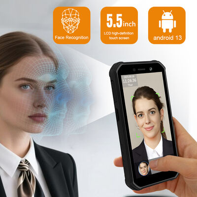 Écran tactile 5,5 pouces 、 Terminal de pointage avec reconnaissance faciale rapide de 0,3 s - Capacité de 5000 visages pour la présence mobile