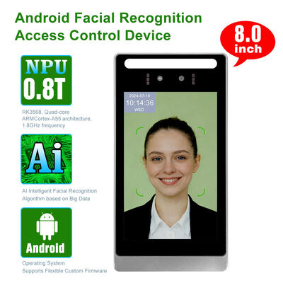 Machine de contrôle d'accès IA de reconnaissance faciale Android industrielle RK3568 8 pouces OEM/ODM pour portillon tripode