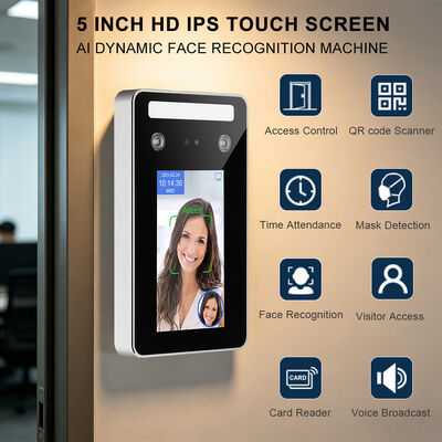 Terminal de reconnaissance faciale dynamique à IA étanche avec reconnaissance de carte RFID