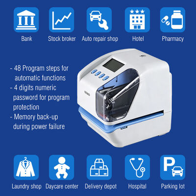 Machine à horodatage SEIKO TP-50 Enregistreur de temps de documents avec communication USB, sauvegarde mémoire en cas de panne de courant et impression de l'heure décalée
