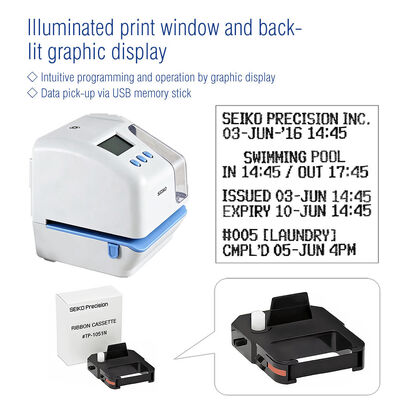 Machine à horodatage SEIKO TP-50 Enregistreur de temps de documents avec communication USB, sauvegarde mémoire en cas de panne de courant et impression de l'heure décalée