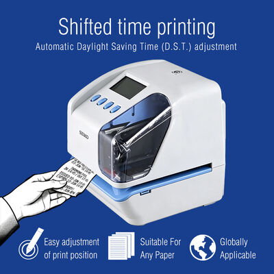 Machine à horodatage SEIKO TP-50 Enregistreur de temps de documents avec communication USB, sauvegarde mémoire en cas de panne de courant et impression de l'heure décalée