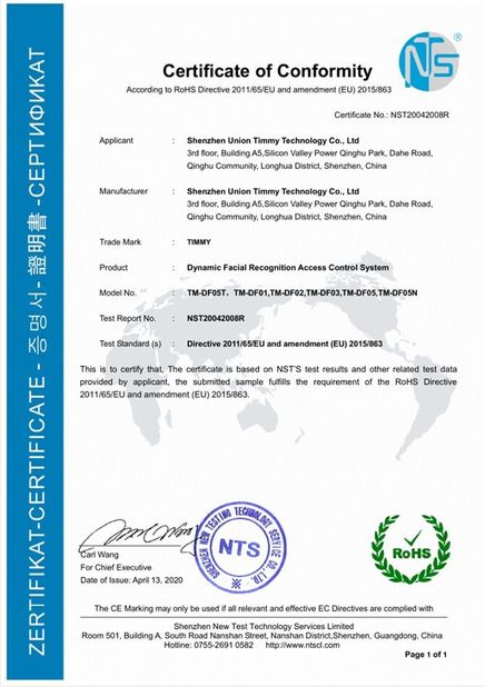 LA CHINE Shenzhen Union Timmy Technology Co., Ltd. certifications